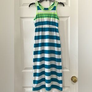 Arizona Kids Blue and Green Striped Dress